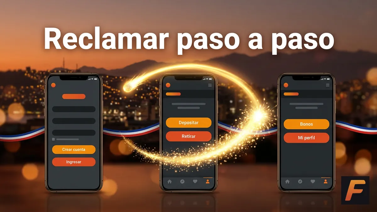 Secuencia de pantallas para reclamar el bono desde el celular en Fantasticbet Chile