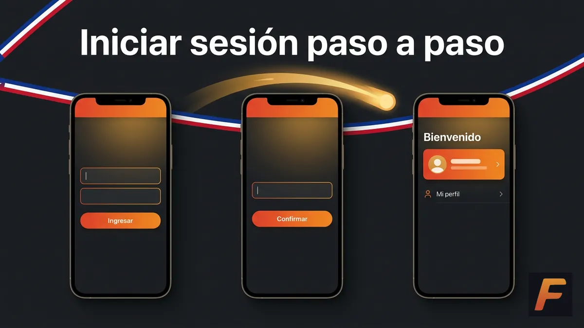 Pasos para iniciar sesión en Fantasticbet: tres pantallas del celular